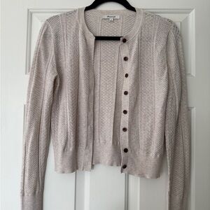 *NWOT* Madewell Women's Light Grey Cropped Cardigan Sweater, Size Medium